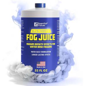 imageESSENTIAL VALUES Fog Machine Fluid 128 FL OZ  1 Gal Fog Juice LongLasting Medium Density Liquid for Water Based Foggers Perfect for 400 Watt to 1500 Machines Outdoor or Indoor Made in USA32 fl oz  Medium Density
