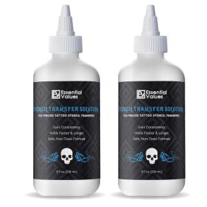 imageEssential Values Tattoo Transfer Gel Solution 8 fl oz Stencil Gel For Sharp Dark ampamp Clean Stencils  Transfer Liquid Designed To Last All Day2 Pack  8 Fl Oz