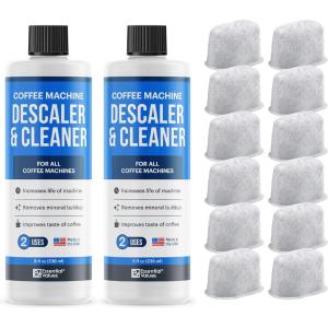 imageEssential Values Universal Descaling Solution 2 Pack 4 Uses Total  12 Filters Designed For Keurig Nespresso Delonghi and All Single Use Coffee and Espresso Machines  Proudly Made In USA