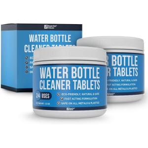 imageEssential Values Water Bottle Cleaner  Water Bottle Cleaning Tablets ampamp Reservoir Bladder Cleaner Tabs 24 Tablets  Tumbler Dispenser Hydration Pack Washer  Manufactured in USA2 packs